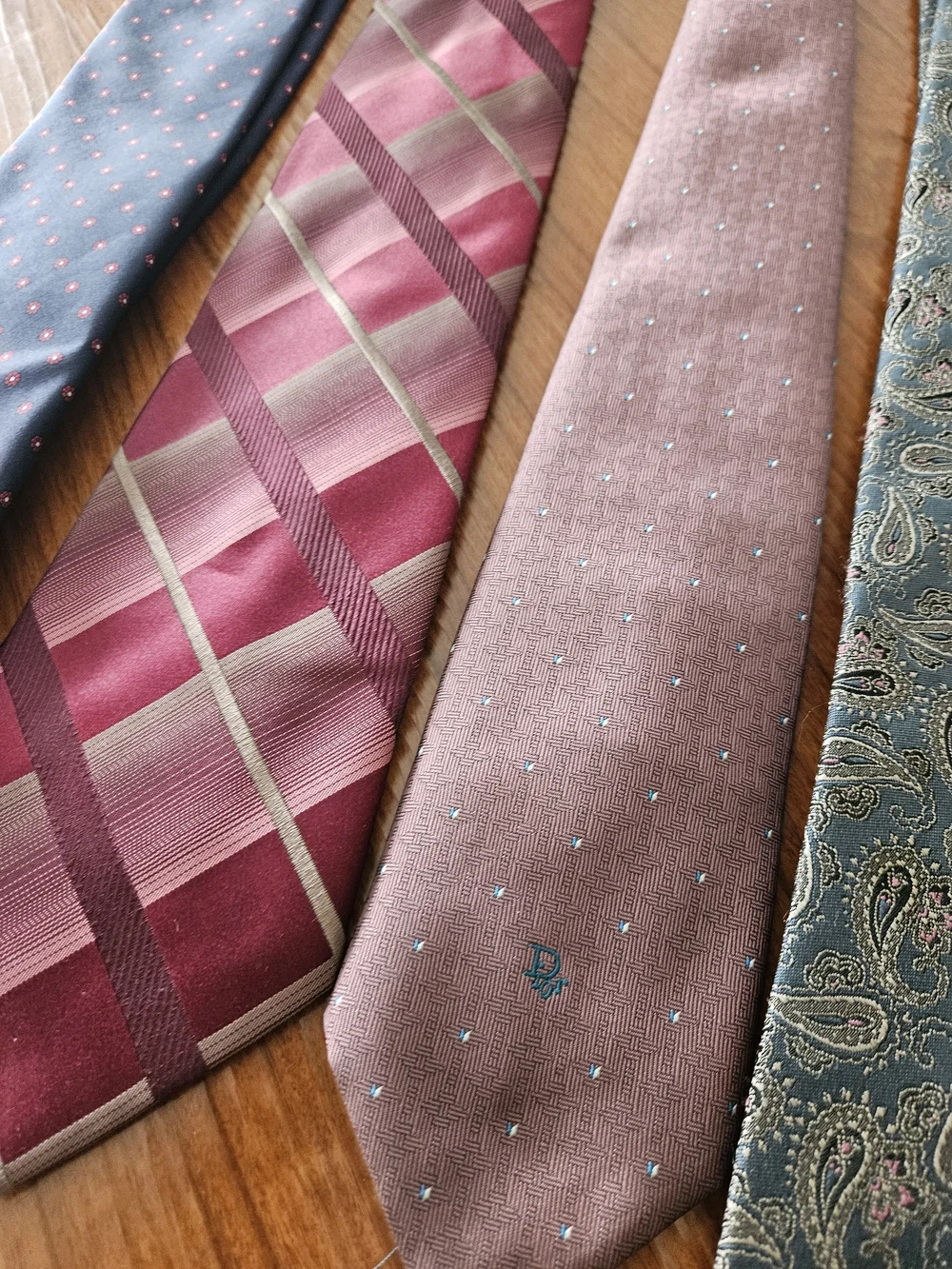 DIOR, CARDIN, NORDSTROM ETC Mens Paisley and Patterned Silk Tie, Set Of 4